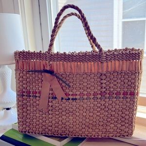 Vintage Wicker Woven Basket Purse Sewing Basket